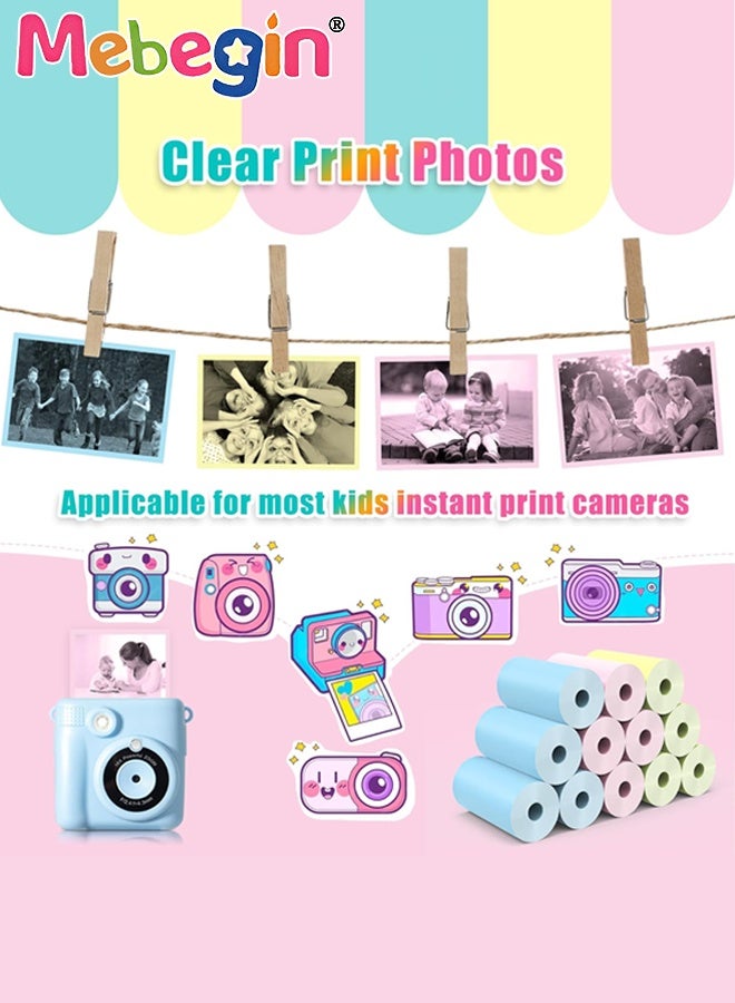 MEBEGIN 12 Rolls Kids Camera Print Paper Refill, Kids Instant Print Camera Photo Papers, 57x 25mm Thermal Paper Rolls, Compatible with Most Children Instant Print Camera, HD Printing, BPA Free - Image 2