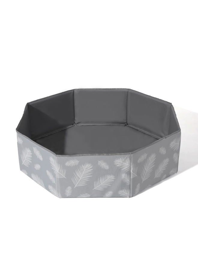 Gogoso 40Inch Kids Ball Pit, Double Layer Oxford Play Ballpool with Baketball Hoop Playpen for Toddlers, Dogs, and Cats - Sturdy Construction (Balls Not Included), Gray Leaves - Image 1