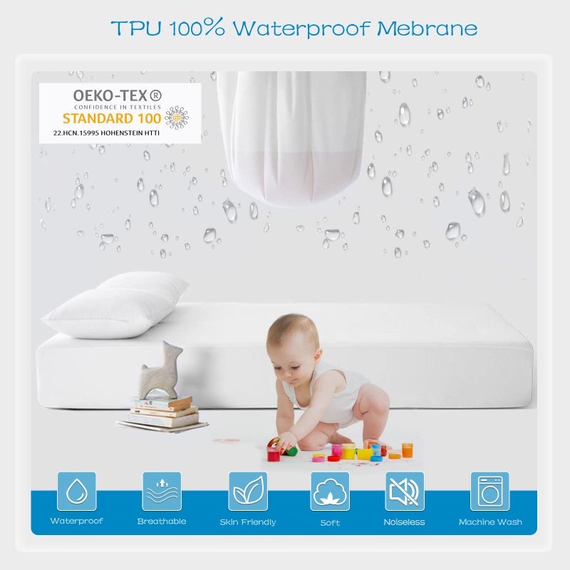 GRT 1 Pack 100% Waterproof Mattress Protector Twin Size, Breathable & Noiseless Waterproof Mattress Cover Fitted Deep Pocket from 5" to 19", Smooth Washable Twin Bed Protector - Vinyl Free - Image 2