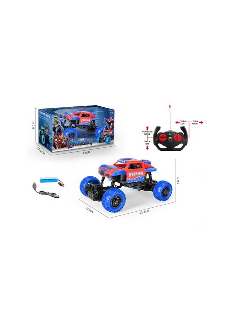 Generic - Spider-Man Remote Control Jeep: Fast, lights up, moves in all directions, with elevated wheels and a rechargeable battery via USB. - Image 1