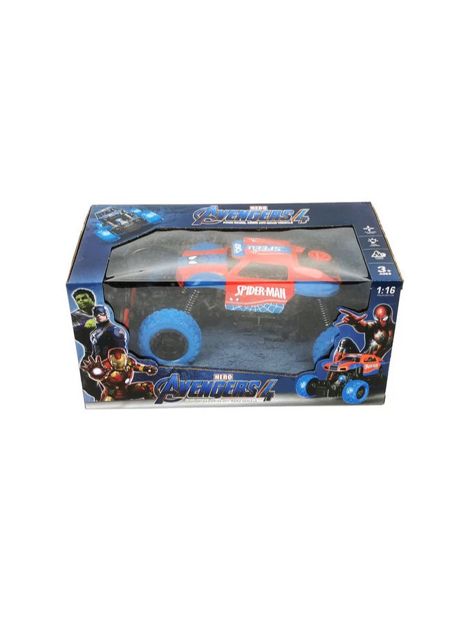 Generic - Spider-Man Remote Control Jeep: Fast, lights up, moves in all directions, with elevated wheels and a rechargeable battery via USB. - Image 1