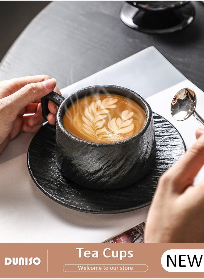 DUNISO Tea Cup and Saucer Set,  Porcelain Espresso Coffee Cup with Saucer, Ceramic Tea and Coffee Mugs for Home,Office Elegant Afternoon Tea and Artful Coffee Enjoyment  - Image 1