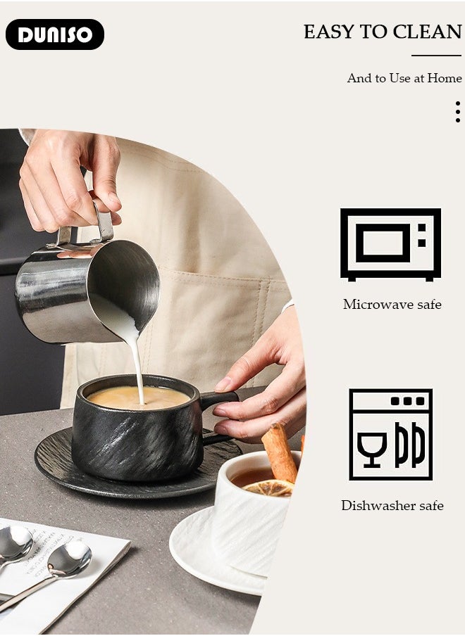 DUNISO Tea Cup and Saucer Set,  Porcelain Espresso Coffee Cup with Saucer, Ceramic Tea and Coffee Mugs for Home,Office Elegant Afternoon Tea and Artful Coffee Enjoyment  - Image 2