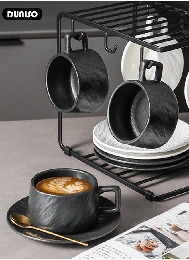 DUNISO - Tea Cup and Saucer Set,  Porcelain Espresso Coffee Cup with Saucer, Ceramic Tea and Coffee Mugs for Home,Office Elegant Afternoon Tea and Artful Coffee Enjoyment - Image 1