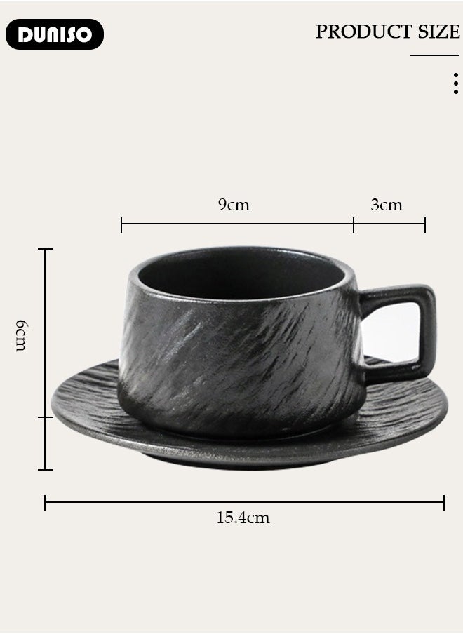 DUNISO Tea Cup and Saucer Set,  Porcelain Espresso Coffee Cup with Saucer, Ceramic Tea and Coffee Mugs for Home,Office Elegant Afternoon Tea and Artful Coffee Enjoyment  - Image 4