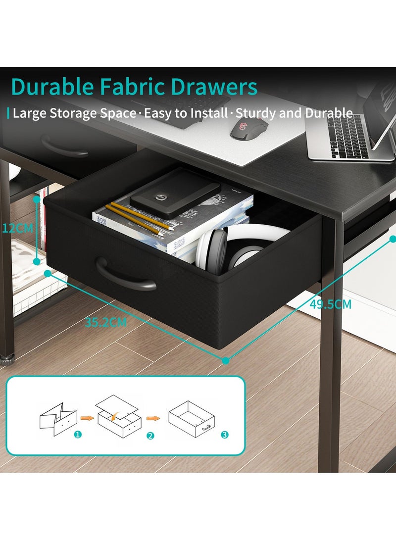 SHEIDLIN Computer Desk with With 2 Drawers，39.37"Home Office Desk with Monitor Stands and 2 storage shelves， Writing Gaming Table Home Office Desk ，Ergonomic Black - Image 3