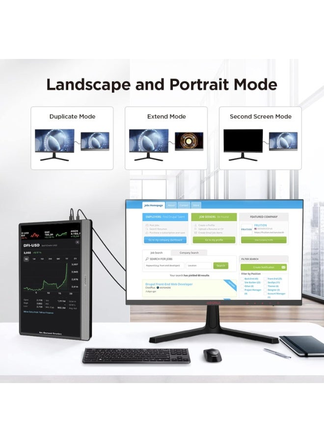 KOORUI E1511A 15.6 Inch Portable Monitor, Full HD 1080P IPS Display, 60Hz, HDMI & USB-C, Built-in Speakers, Slim Travel Screen for Laptop, PC, Mac, Phone, Nintendo Switch - Image 3