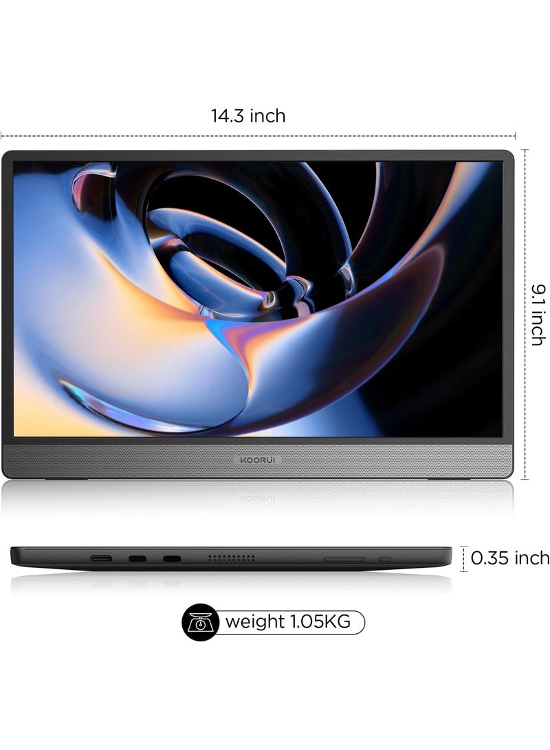 KOORUI E1511A 15.6 Inch Portable Monitor, Full HD 1080P IPS Display, 60Hz, HDMI & USB-C, Built-in Speakers, Slim Travel Screen for Laptop, PC, Mac, Phone, Nintendo Switch - Image 5