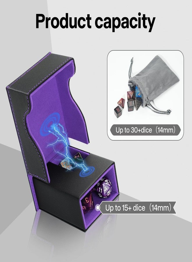 Stepane Dice Roller Tower, Premium DND Magnetic Dice Tray, Foldable PU Leather Dice Tower RPG Gifts for Dungeons and Dragons MTG Dm & Player Black/Violet - Image 3