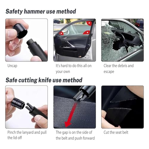Yeria SafeHammer Window Breaker Seatbelt Cutter, 2024 Upgraded Safe Hammer Glass Breaker Under Water, Car Emergency 2-in-1 Escape Tool with Base (Red & Balck & Silver & Blue) - Image 5