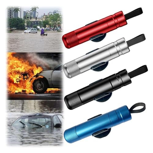 Yeria SafeHammer Window Breaker Seatbelt Cutter, 2024 Upgraded Safe Hammer Glass Breaker Under Water, Car Emergency 2-in-1 Escape Tool with Base (Red & Balck & Silver & Blue) - Image 1