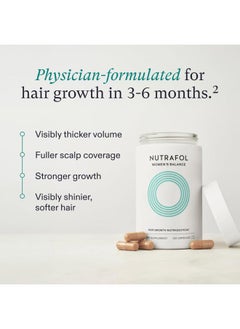 NUTRAFOL Women's Balance Hair Growth Supplement with Collagen Peptides, Ages 45+, Clinically Tested for Stronger, Visibly Thicker Hair, Dermatologist Recommended - 1 Month Supply, 12 oz Bottle  - Image 2