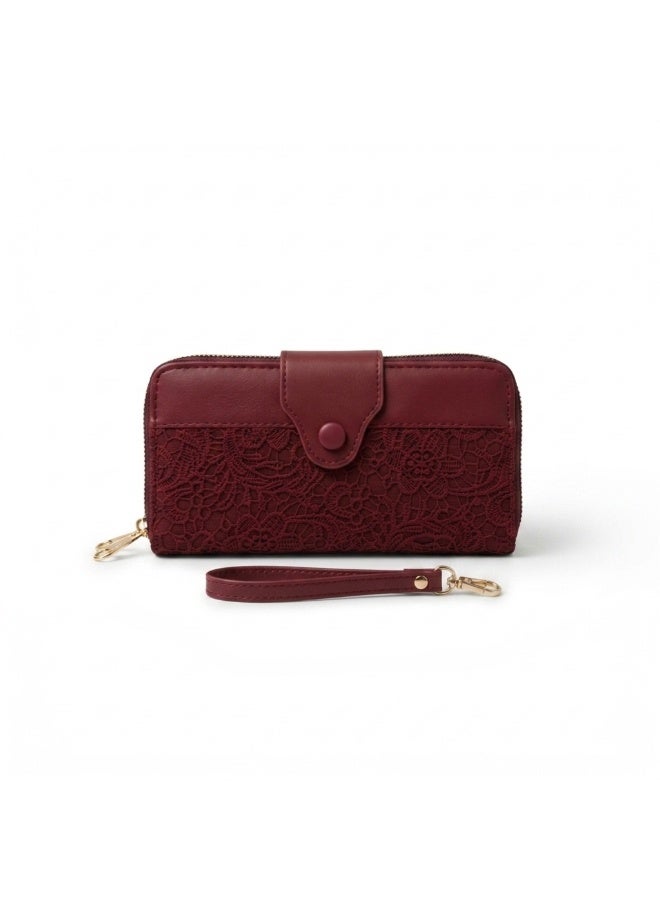 KANAZ Women's Wallet, Leather Clutch with Wrist Strap and Zipper Closure A04514 Fonta Book - Image 1