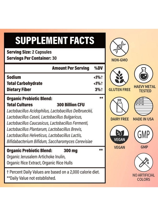 Lifeatlas 300 Billion CFU Probiotics - Probiotics for Women and Men, 12 Probiotic Strains Plus Prebiotic, for Immune & Digestive, Gut Health, Gas Bloating, Shelf Stable - 60 Caps - Image 2