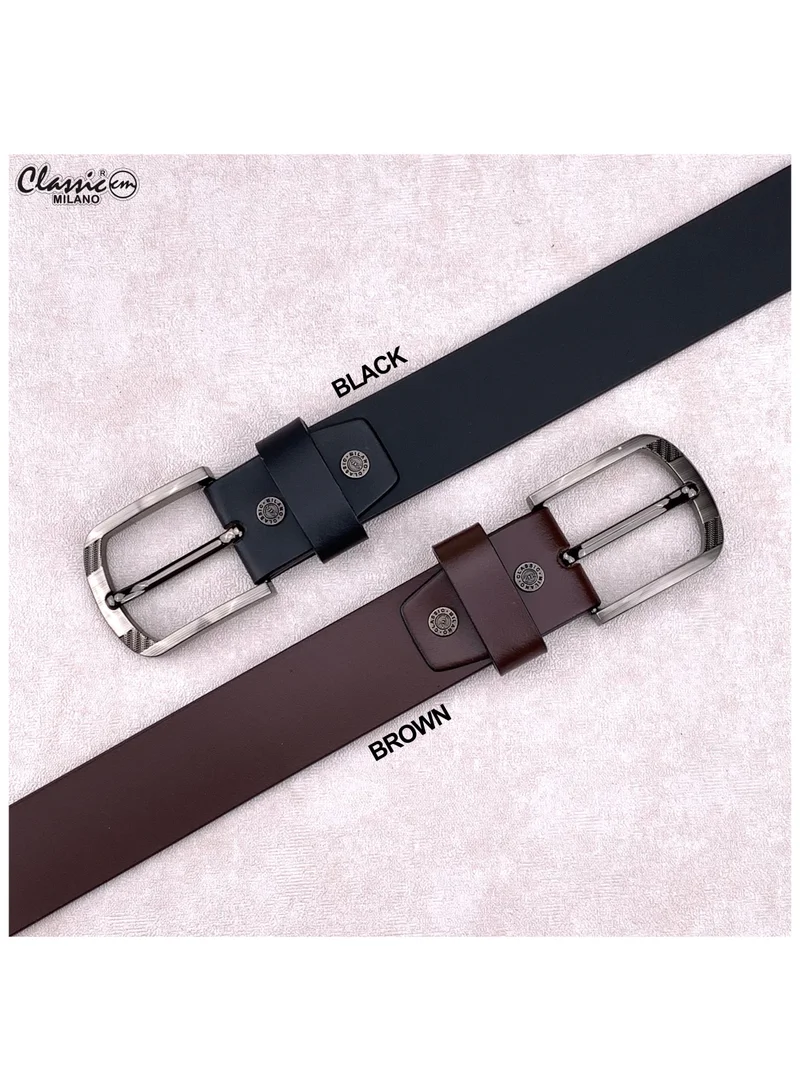 Classic Milano Brown (83765-4) Classic Milano Genuine Leather Belt Men - Semi-Casual Men's Belts & Party Wear Belt, Casual Outfits, Gifts - Black & Brown Men’s Leather Belt for Men for Men | Best Price UAE