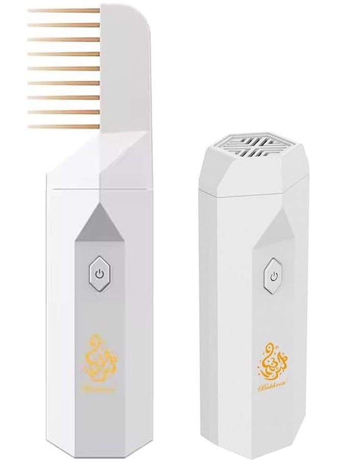 بخون - مبخرة شعر كهربائية V3 برأس مشط للشعر ورأس للاستخدام للسيارة والمنزل لون ابيض - Image 1