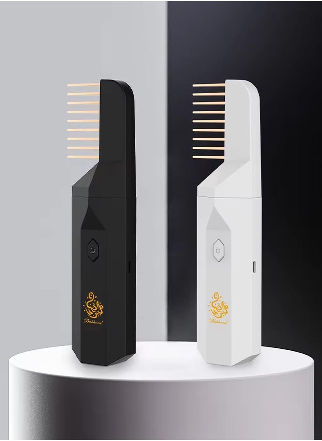 بخون - مبخرة شعر كهربائية V3 برأس مشط للشعر ورأس للاستخدام للسيارة والمنزل لون ابيض - Image 1