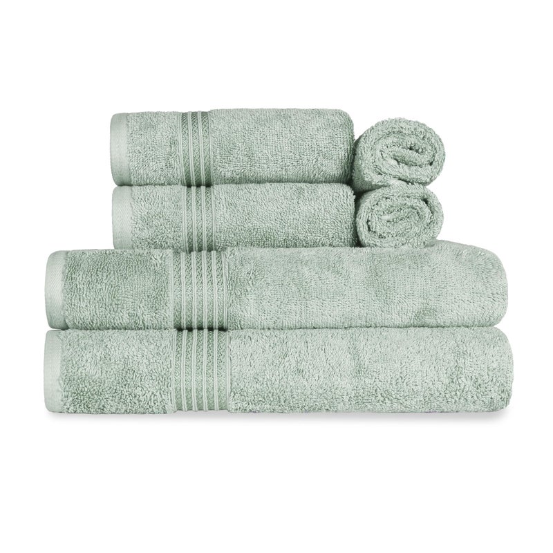 Superior Egyptian Cotton 6Piece Towel Set Bathroom Essentials Towels For Bathroom Apartment Airbnb Guest Bath Face Hand Bath Towels Washcloths Absorbent Fast Drying Sage