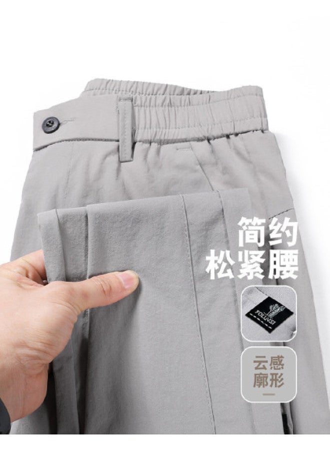 FOLUNSI thin Men's Breathable Straight-leg Pants With Simple Elastic Waist, Casual Trousers For Men - Image 1