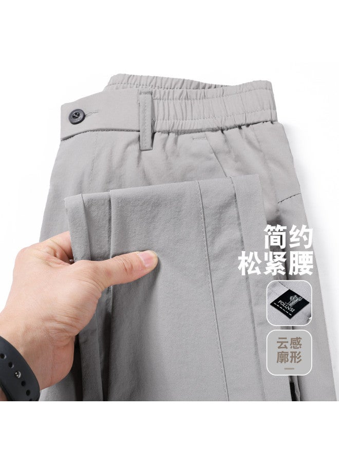 FOLUNSI thin Men's Breathable Straight-leg Pants With Simple Elastic Waist, Casual Trousers For Men - Image 2