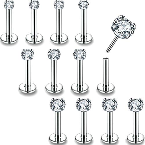 PunkTracker 16g/18g/20g Threadless Lip Rings Tragus Earrings Surgical Steel Helix Conch Cartilage Earrings Monroe Piercing Jewelry for Women Men Labret Studs - Image 1