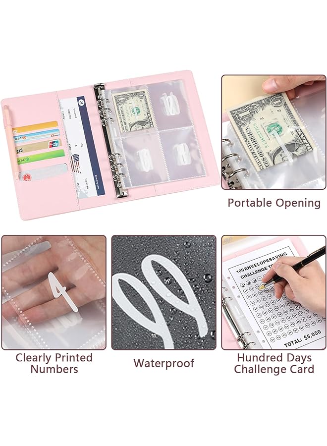 erorex 100 Envelopes Money Saving Challenge Book Easy And Fun To Save Up To 5 050 Savings Challenges Book With Envelopes Clearly Visible Budget Planner Book For Saving Money Pink  - Image 5