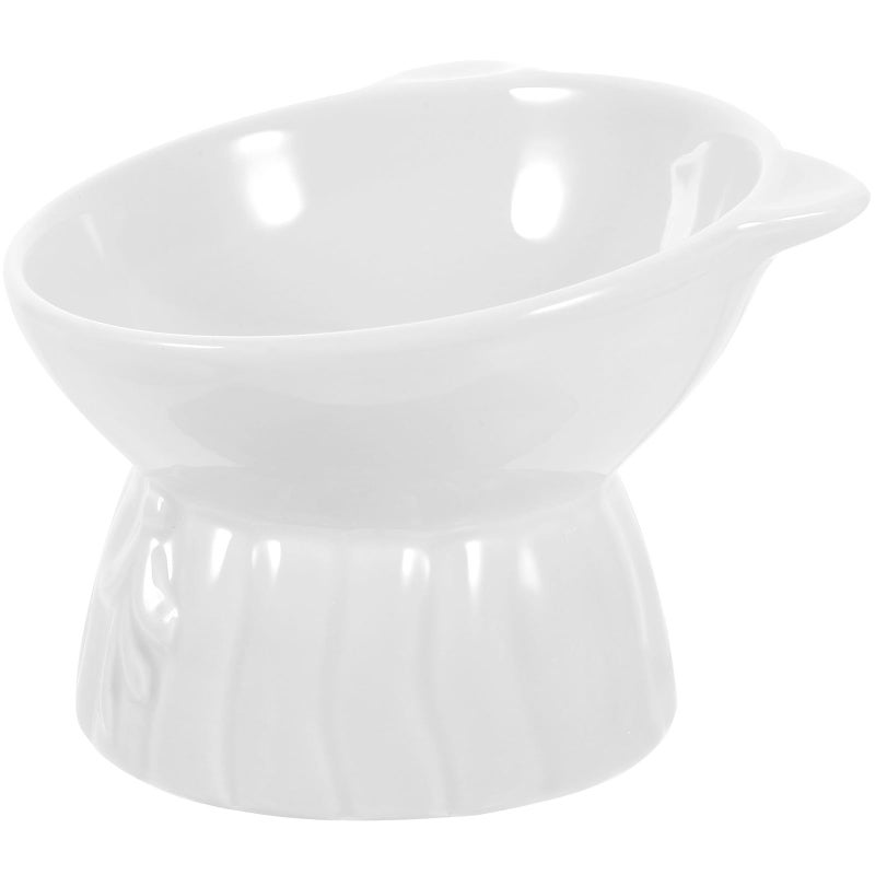 Ceramic Raised Cat Bowl Anti Vomiting Whisker Friendly Feeder Dish White Microwave Dishwasher Safe - Image 2