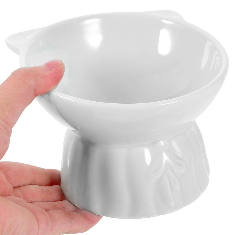 Ceramic Raised Cat Bowl Anti Vomiting Whisker Friendly Feeder Dish White Microwave Dishwasher Safe - Image 5