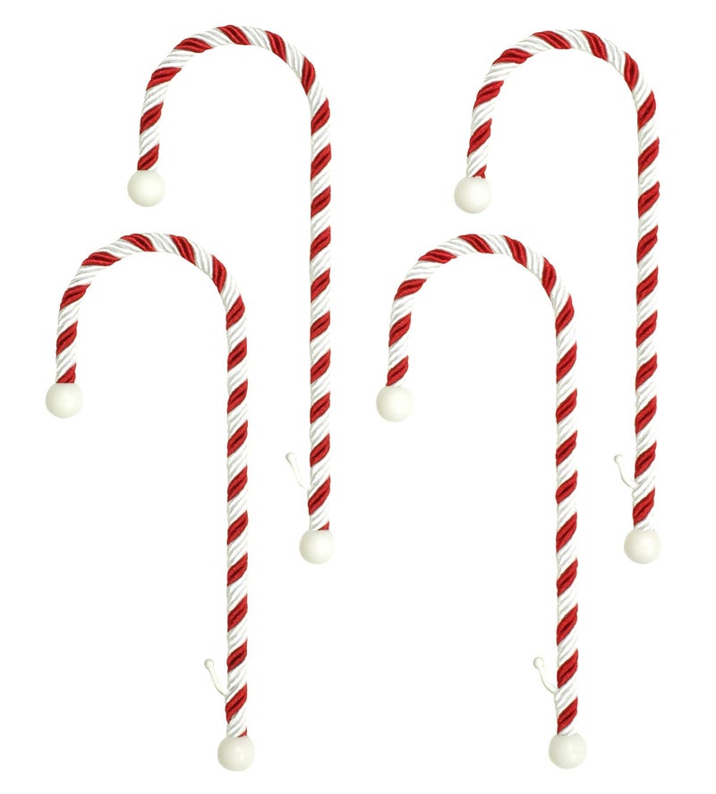 Haute Decor Candy Cane Stocking Holder Classic Red  White 4Pack  Lightweight Christmas Stocking Hanger Holds up to 10 pounds