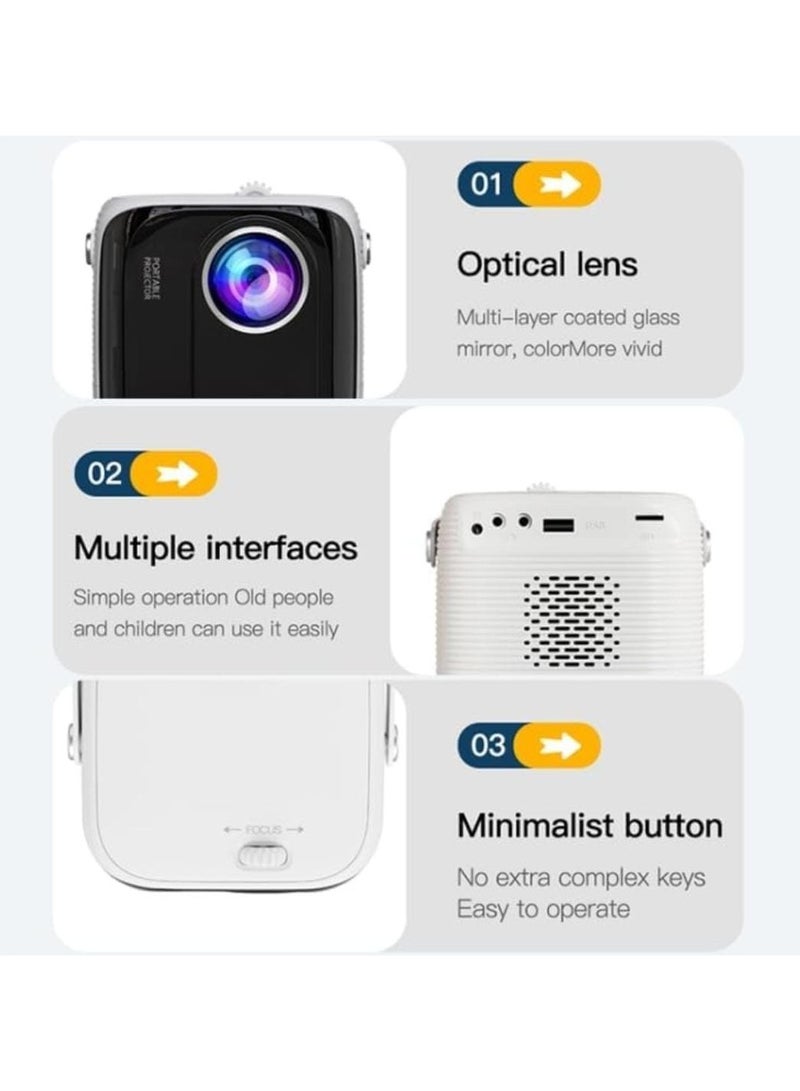 Video Screen Projector A007 with 5G WiFi & Bluetooth, Ultra HD Supported, A007 Chip Intelligence Portable Movie Projector Compatible for Music TV Game Casting With iOS Android White  - Image 3