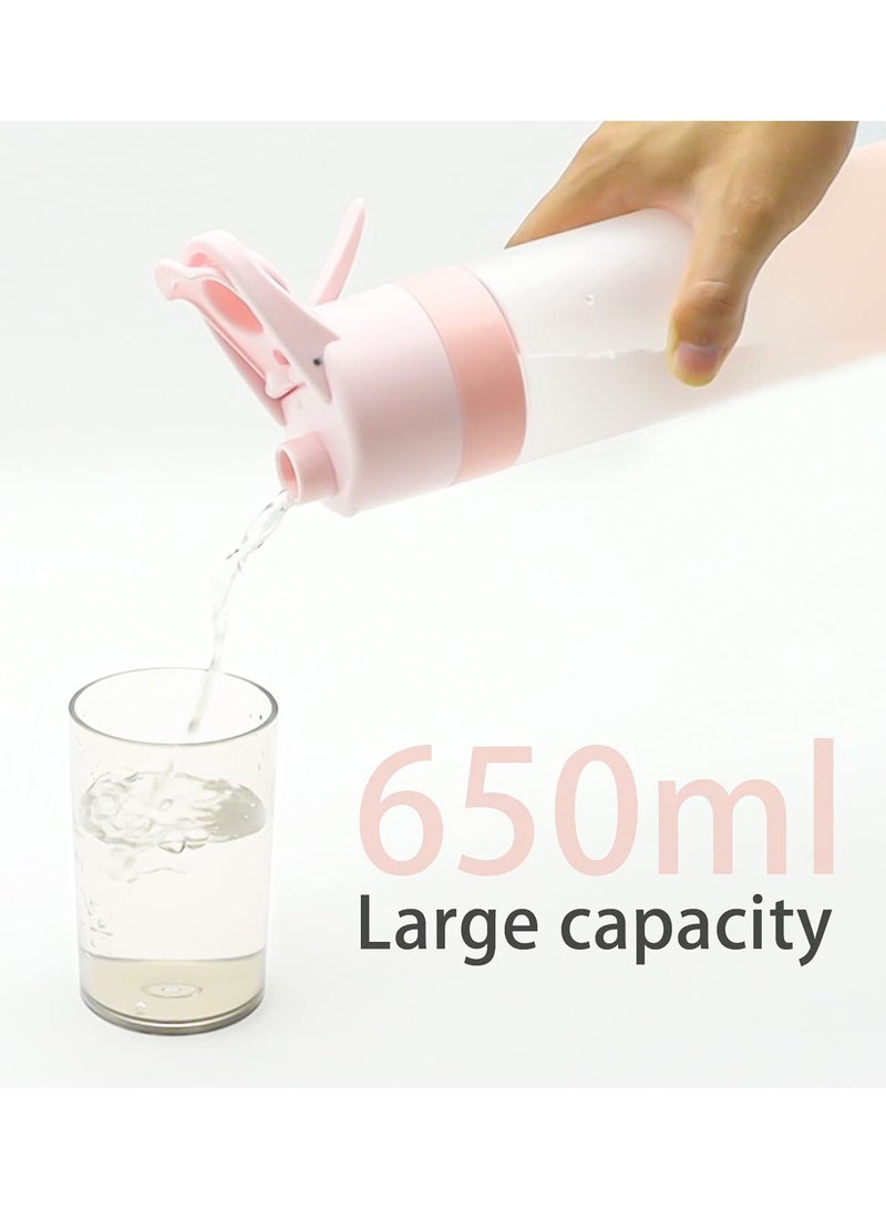SYOSI 22oz/ 650ml Sports Water Bottle Reusable Fitness Water Jug Multifunctional Spray Water Cup with Mist Hydration - Image 5