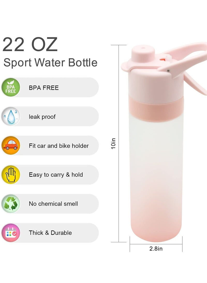 SYOSI 22oz/ 650ml Sports Water Bottle Reusable Fitness Water Jug Multifunctional Spray Water Cup with Mist Hydration - Image 4