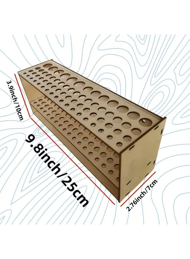 Traditional Wooden Brush Holder 67 Slot Desktop Organizer Brown Plywood Material No Electricity Required - Image 3
