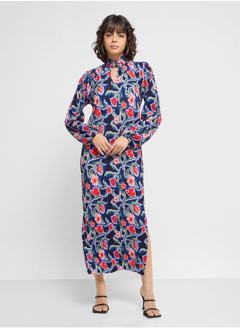 YAS - Yassally Long Sleeve Long Plisse Dress - Image 1