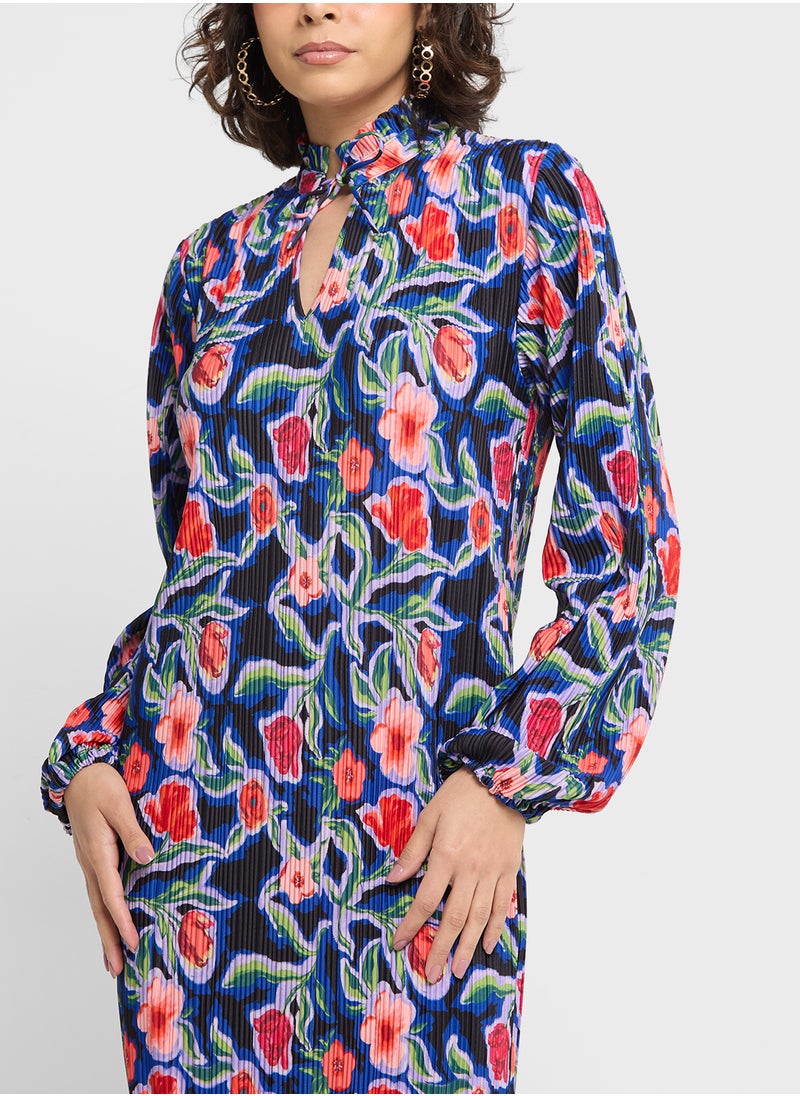 YAS - Yassally Long Sleeve Long Plisse Dress - Image 1