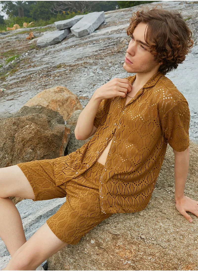 Campus Sutra Men's Caramel Brown Boho Knit Co-Ord Set