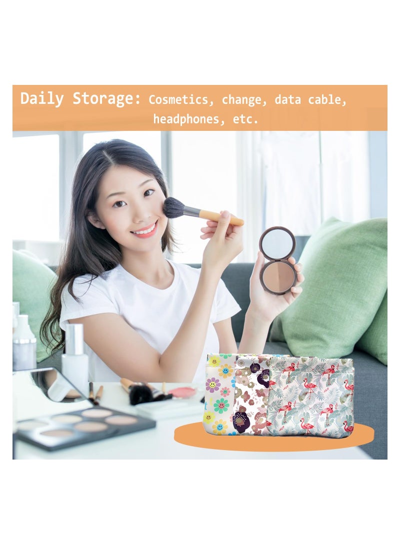 Luckam 3Pcs Lambskin Pocket Cosmetic Bag Mini Lipstick Storage Squeeze Waterproof Leather No Zipper Self Closing Portable Travel Makeup Pouch - Image 4