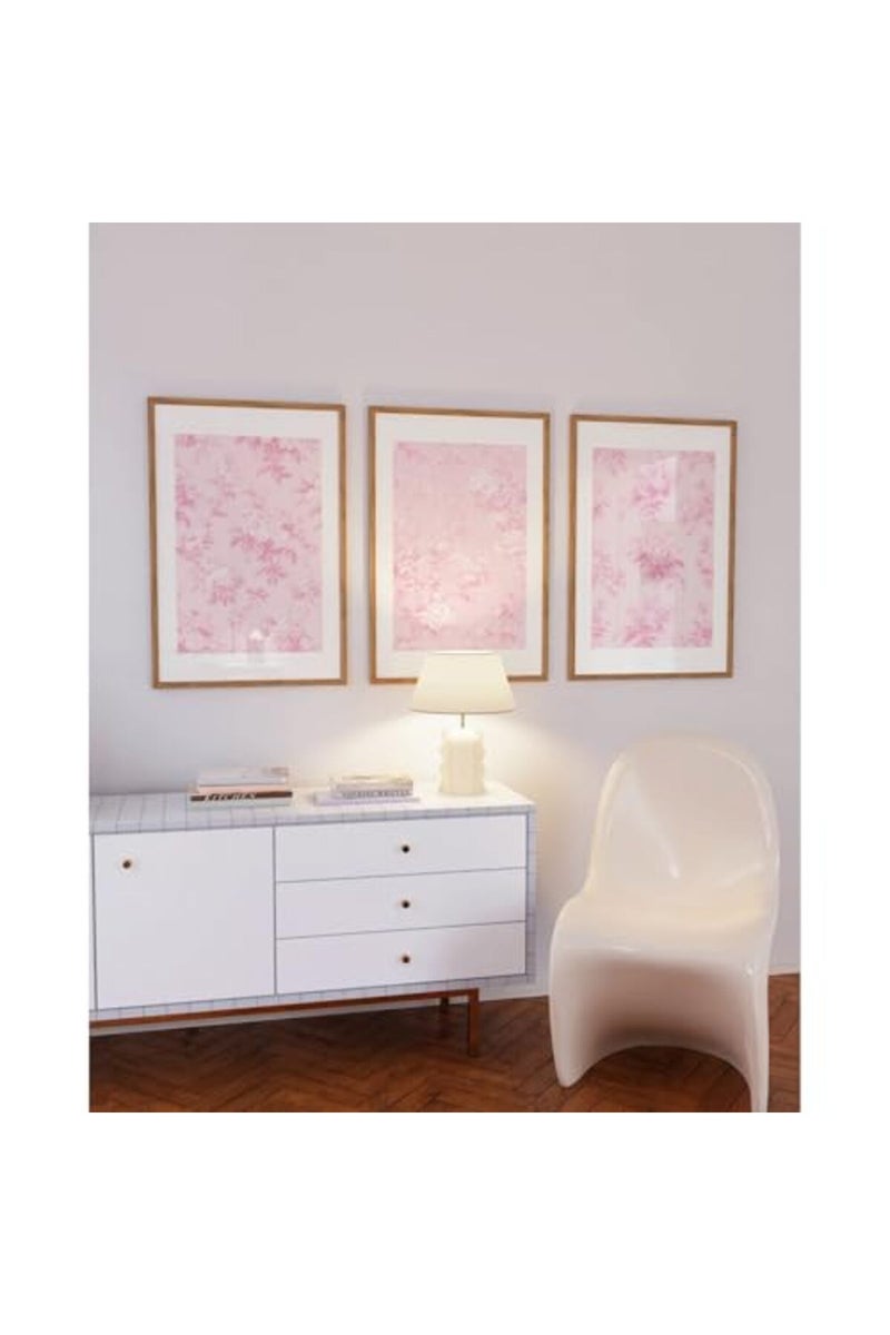 Baccone Pink Floral Wall Art Chinoiserie Flower Wall Decor Pictures Aesthetic Canvas Wall Art Love Shack Fancy Poster Vintage Floral Prints for Living Room Bedroom 16x24 Inch Unframed Set of 3 - Image 5