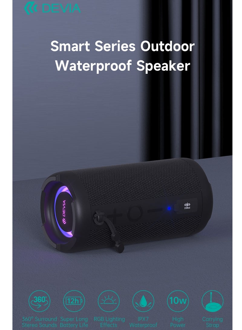 ديفيا مكبر صوت سبيكر بلوتوت مقاوم للماء بقوت 10 وط ومزود باضاة led متعددة الالوان من ماركت ديفيا.12ساعه من الاستمتاع .بطارية بسعة 3000ملامبيرلي - Image 4