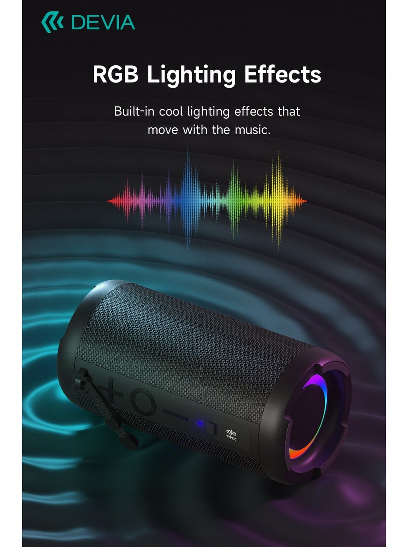 ديفيا مكبر صوت سبيكر بلوتوت مقاوم للماء بقوت 10 وط ومزود باضاة led متعددة الالوان من ماركت ديفيا.12ساعه من الاستمتاع .بطارية بسعة 3000ملامبيرلي - Image 5