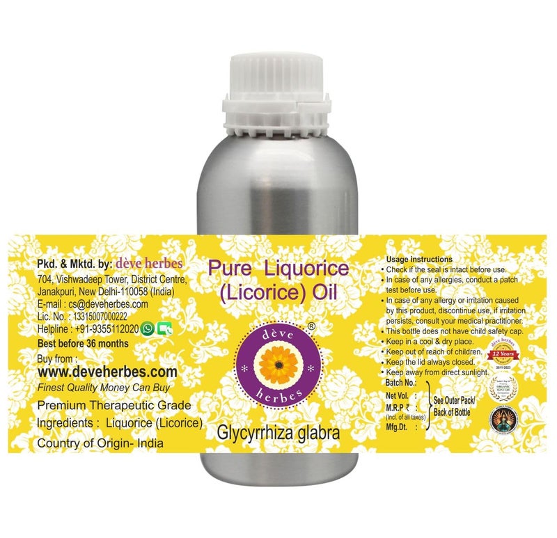 Deve Herbes Deve Herbes Liquorice Licorice Oil Glycyrrhiza glabra Infused Pure NonSticky Lightweight For Skin Blends Botanical Extract Men Women 300ml  - Image 2