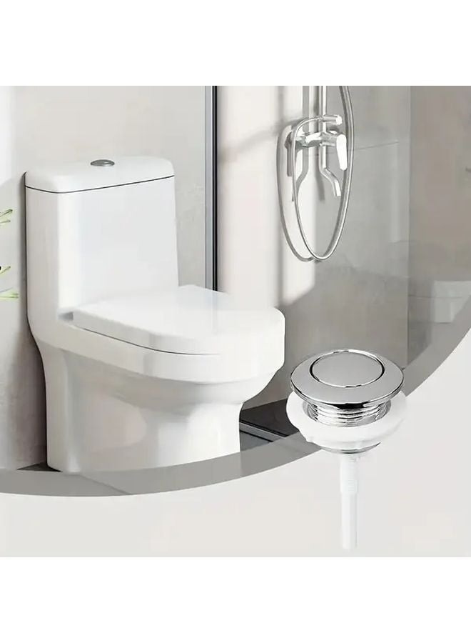 1pc 38mm Single Press Toilet Flush Button Replacement Kit Chrome Finish Metal Plastic - Image 2