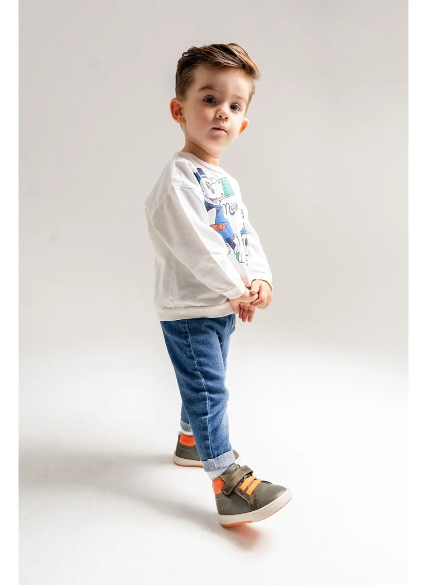 ام ان بي سي Boy Khaki Leather Anatomical First Step Boots