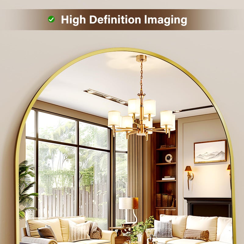 XRAMFY 56" x21 Arched Full Length Mirror Floor Mirrors with Aluminum Alloy Frame Free-Standing Wall Mounted Floor Mirrors or Large Dressing Mirror, Gold Mirror Full Length - Image 4