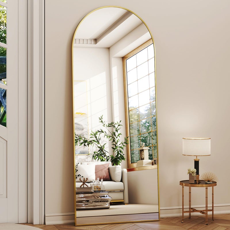 XRAMFY 56" x21 Arched Full Length Mirror Floor Mirrors with Aluminum Alloy Frame Free-Standing Wall Mounted Floor Mirrors or Large Dressing Mirror, Gold Mirror Full Length - Image 2