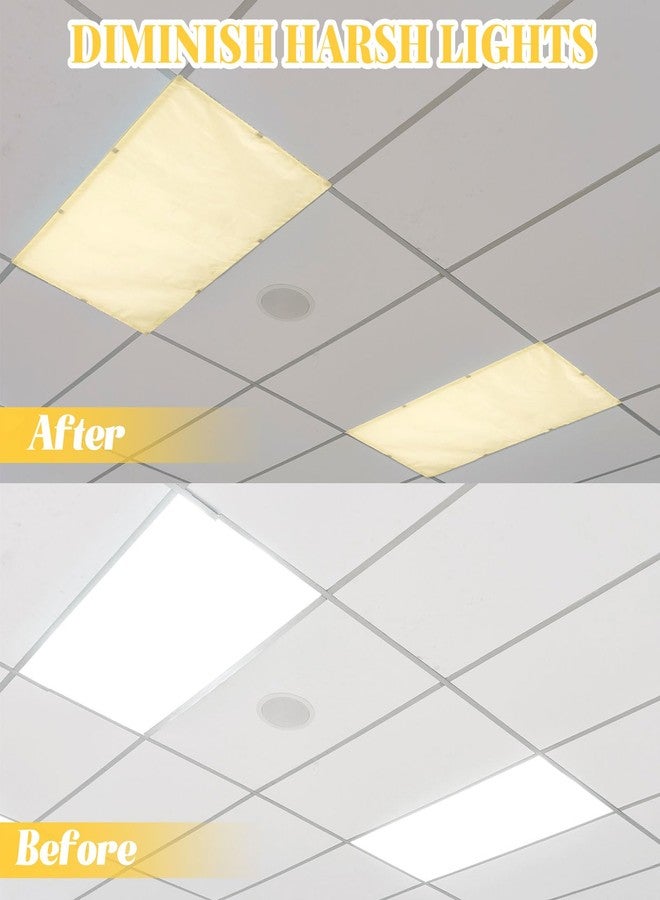 Flutesan 6 Pack Fluorescent Light Covers Magnetic Fluorescent Light Covers for Classroom Fabric Florescent Light Covers Light Filters for Office Hospital Home Classroom School Warm Yellow - Image 3