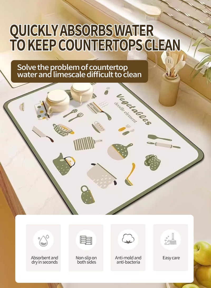 50cm*58cm Drainage mat for countertop, Diatomaceous earth mat for tableware drying, Absorbent anti-drip protector drainer, Coffee bar mat, Sink drain board mat for kitchen, bathroom, toilet countertop
