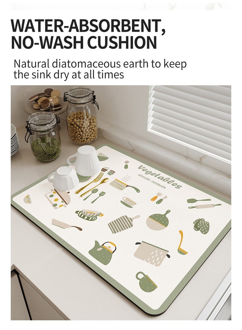 50cm*58cm Drainage mat for countertop, Diatomaceous earth mat for tableware drying, Absorbent anti-drip protector drainer, Coffee bar mat, Sink drain board mat for kitchen, bathroom, toilet countertop