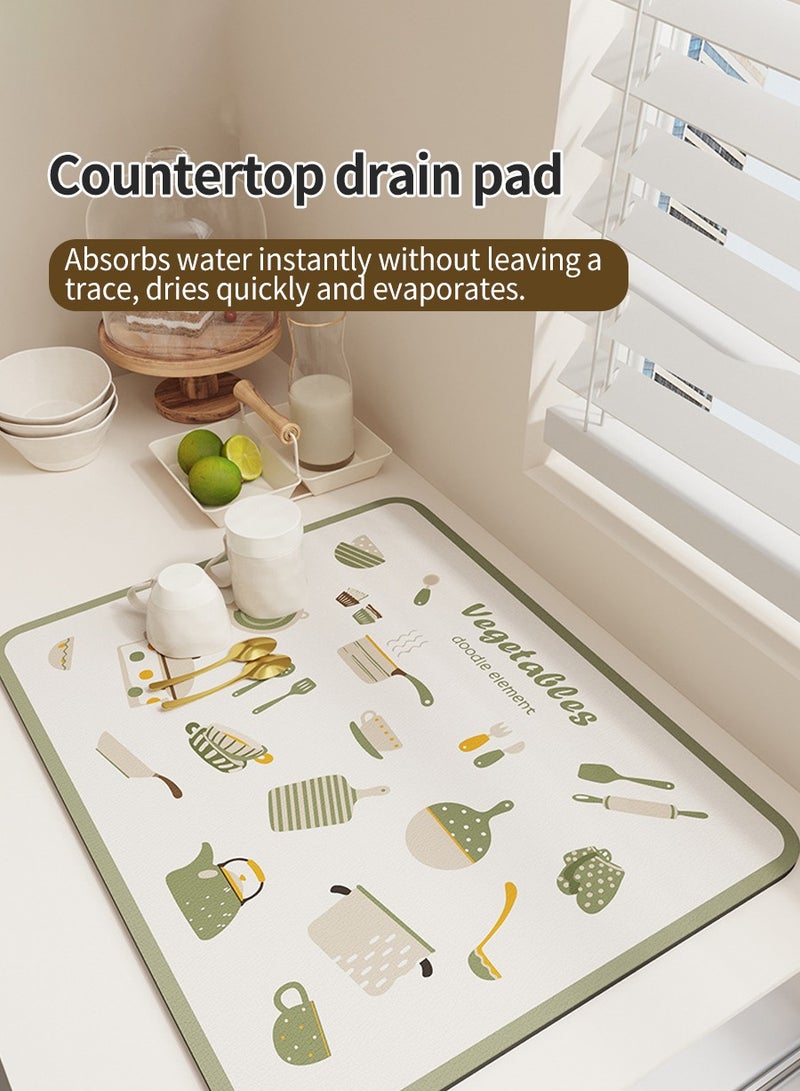 50cm*58cm Drainage mat for countertop, Diatomaceous earth mat for tableware drying, Absorbent anti-drip protector drainer, Coffee bar mat, Sink drain board mat for kitchen, bathroom, toilet countertop