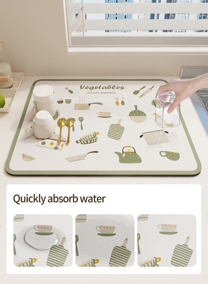 50cm*58cm Drainage mat for countertop, Diatomaceous earth mat for tableware drying, Absorbent anti-drip protector drainer, Coffee bar mat, Sink drain board mat for kitchen, bathroom, toilet countertop